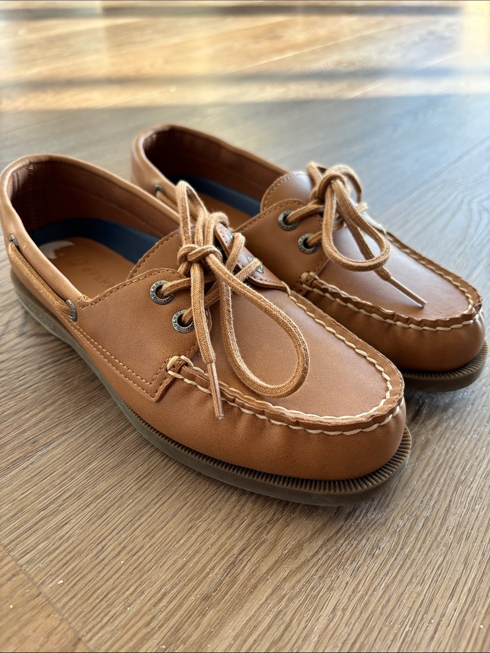 Sperry Tan Leather Moccasin Boat Shoes